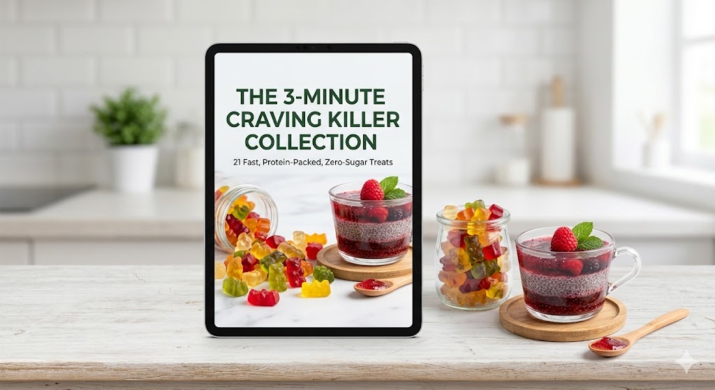 The 3-Minute Craving Killer collection mockup with sugar-free dessert examples.